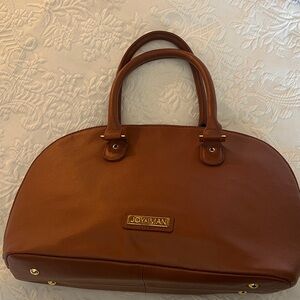 Joy & Iman leather satchel bag with gold hardware
